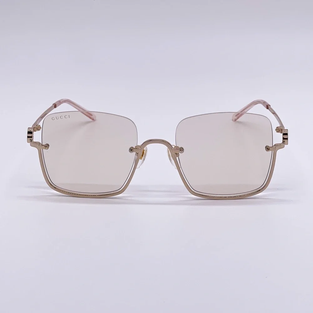 NEW GUCCI GG1279S 004 NEW COLLECTION WOMEN GOLD CREAM SQUARE SUNGLASSES GUCCI